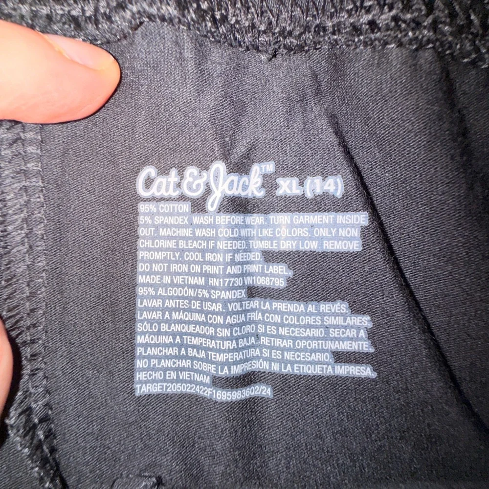Cat & Jack Leggings Kids XL 14 Black NEW Glitter Sparkle Durable‎ Knee